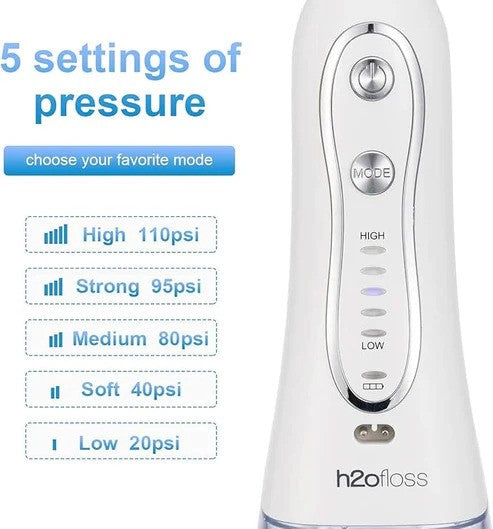 H2O Oral Irrigator | Powerful High-Pressure Cleaning | Gentle on Gums | Large Water Tank & Adjustable Pressure