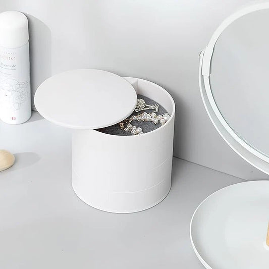 Elegant Round Jewelry Box – Ample Storage for Rings, Earrings, & Necklace